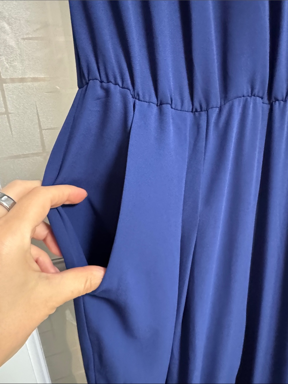 Aqua Deep Navy V-Neck Short Sleeve Jumpsuit - Picture 7 of 9